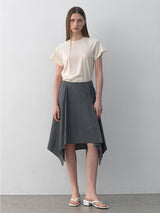 (SK-5011)POINTED HEMLINE FLARE SKIRT