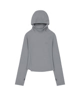 Side Snap Waffle Hood Long Sleeve - LIGHT GRAY