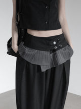 Curved Balloon Pleated Wrap Slacks