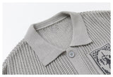 Y2K Pixel Jacquard Collar Knit Cardigan