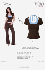 Blue Halter Brown Short-Sleeved T-shirt