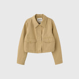 WOMAN ジップアップコットンショートジャケット [BEIGE]