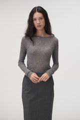 Wool boat neck T (Black)
