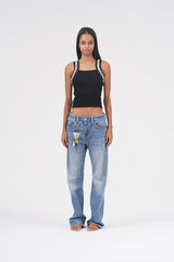 That's neat - Low-Rise Distressed Lightweight Denim Jeans