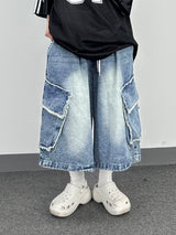 raw-edge cargo bermuda shorts