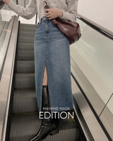 【MADE】Slit denim long skirt
