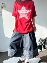 Barcode Star Dot Graphic Oversized Tee 3color