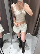 Sugar Dairy Frill Lace Sleeveless Top
