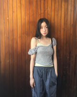 キハレースシースルーパフクロップドショートスリーブTシャツ