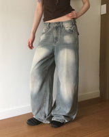 Binden Side Pintuck Back Pocket Wide Denim Pants