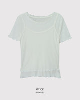 #Wave Point Short Sleeve T-shirt + Sleeveless Set (3color)