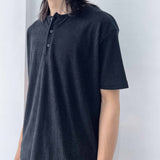 Black Field Textured Henley Top