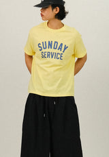 NAスラブ サンデー レタリング ハーフ Tシャツ