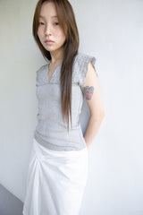natural shoulder ribbed sleeveless top(4colors)
