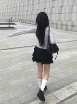 Latte スエードティアードミニスカート