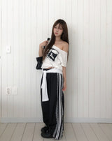 Ruffy Lace Track Nylon Pants