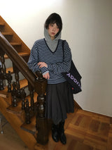 Cebu striped V-neck knit (2color)