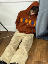 [Hand-Made「007」] Snowflake Studded Pants_Beige&Burgundy