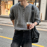 LMN オールデイ5ボタンツイスティドヘンリーネックニット (4 colors)