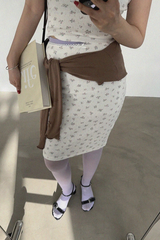 SOFT FLOWER FRILL TOP & MIDI SKIRT SET (IVORY, BROWN 2COLORS!)