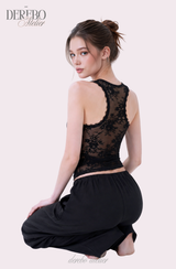 Back-Point Racer Asymmetrical Sleeveless Top