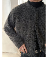 [Unisex] Hairy crop round knit cardigan(3color)