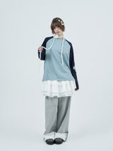 patched raglen t-shirts / sky