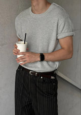 [S/S] Shoulder button half knit(4color)