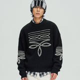 western stitch sweater black