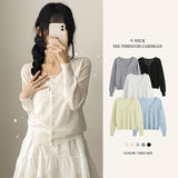 Summer Cool Light Slim Fit 🤍 V-Neck Summer See-Through Cardigan
