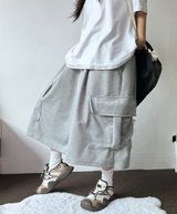 FORMAL BASIC CARGO WIDE BERMUDA 🤎🩶🖤🤍4COLOR