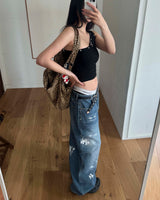 Painted denim pants