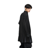 RELABEL Niche Design Pleated Splicing Contrast Color Fabric Long  Shirt Fashion Brand Shirt