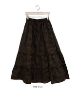 Ciriel Vintage Check Tiered Banding Long Skirt
