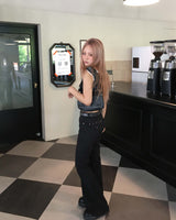 Back stud boots cut pants