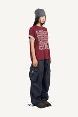 Buckle Washed Cargo Wide Pants