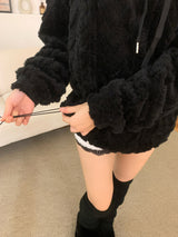 [UNISEX]スノーケーブルフリースロングスリーブフーディー