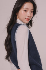 シンプルラインニットベスト (Light Gray)