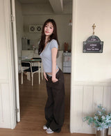ブラウンソーダサギングローコットンワイドpt