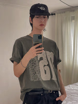 Pauline 75 レタリングピグメント半袖Tシャツ