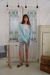 Button v-neck knit_skyblue