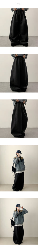 [short, basic, long choice*] high banding side incision コットンワイドパンツ