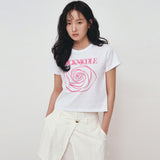 NICOLE ROSE PRINTING CROP TOP_WHITE PINK