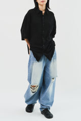 Destoryed Balloon Denim (2color)