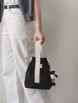 Simple line mini string pouch bag - black
