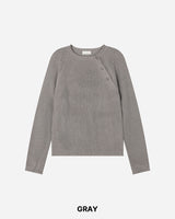 Beat Henley-Neck Crop Knit