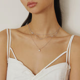 mini disc drop stacking rhodium plating + 925 silver necklace N063-02H