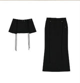 Layered Wool Skirt / Black