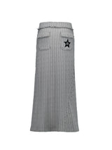 KNIT STUDDED LONG SKIRT / GRAY