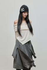 Cowl-neck Open Shoulder Tee_Ivory